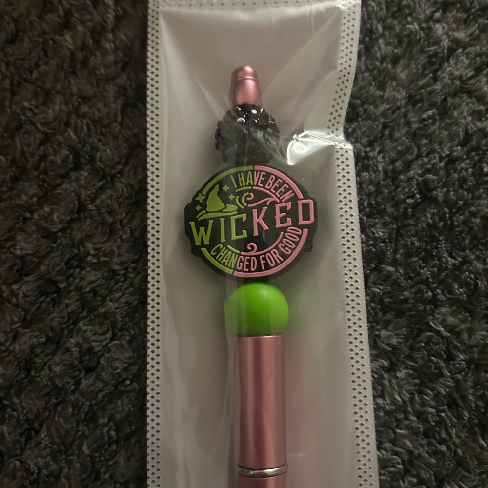Hand Crafted Pink and Green Pen